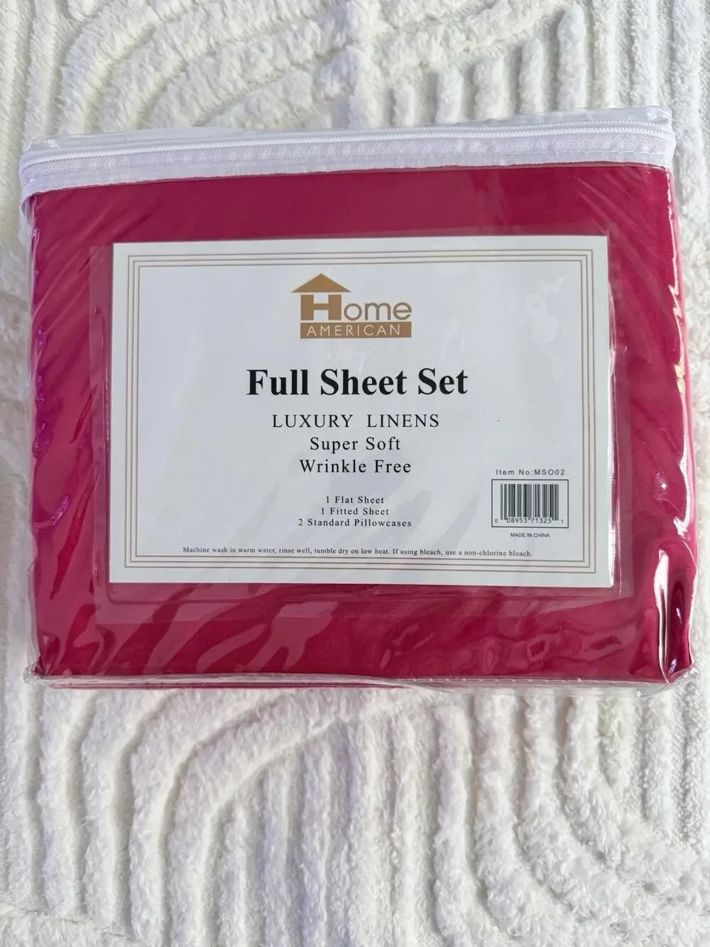 Home American Luxury Linen Super Soft Full-Size Sheets Set Red New
